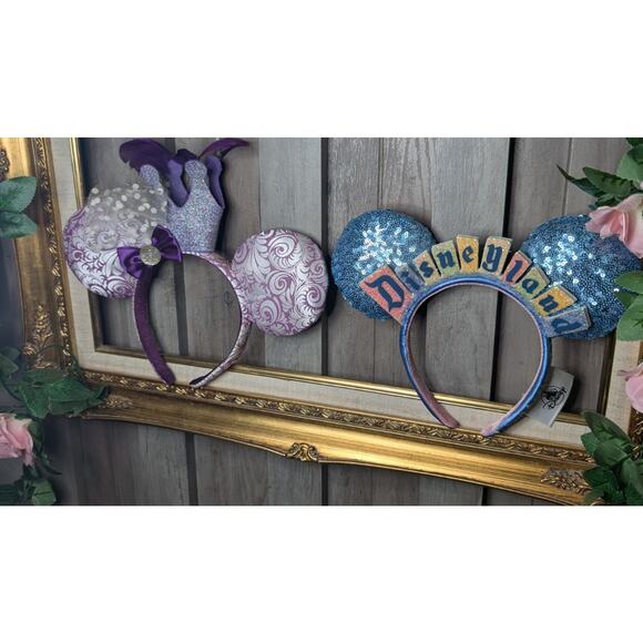 Disney Accessories - Disney Minnie & Mickey Mouse Sequin Bow Ear Headband Blue Purple Red Stars